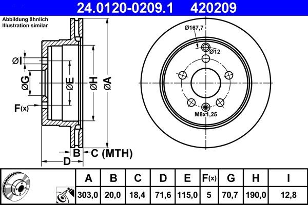 ATE Brake Disc 12021199 - ATE