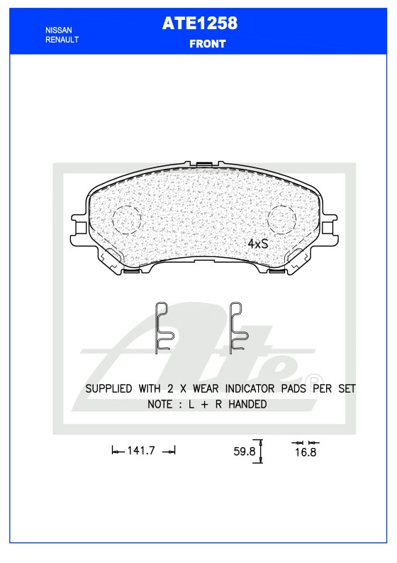 ATE Brake Pad Set, disc brake 12290185 - ATE