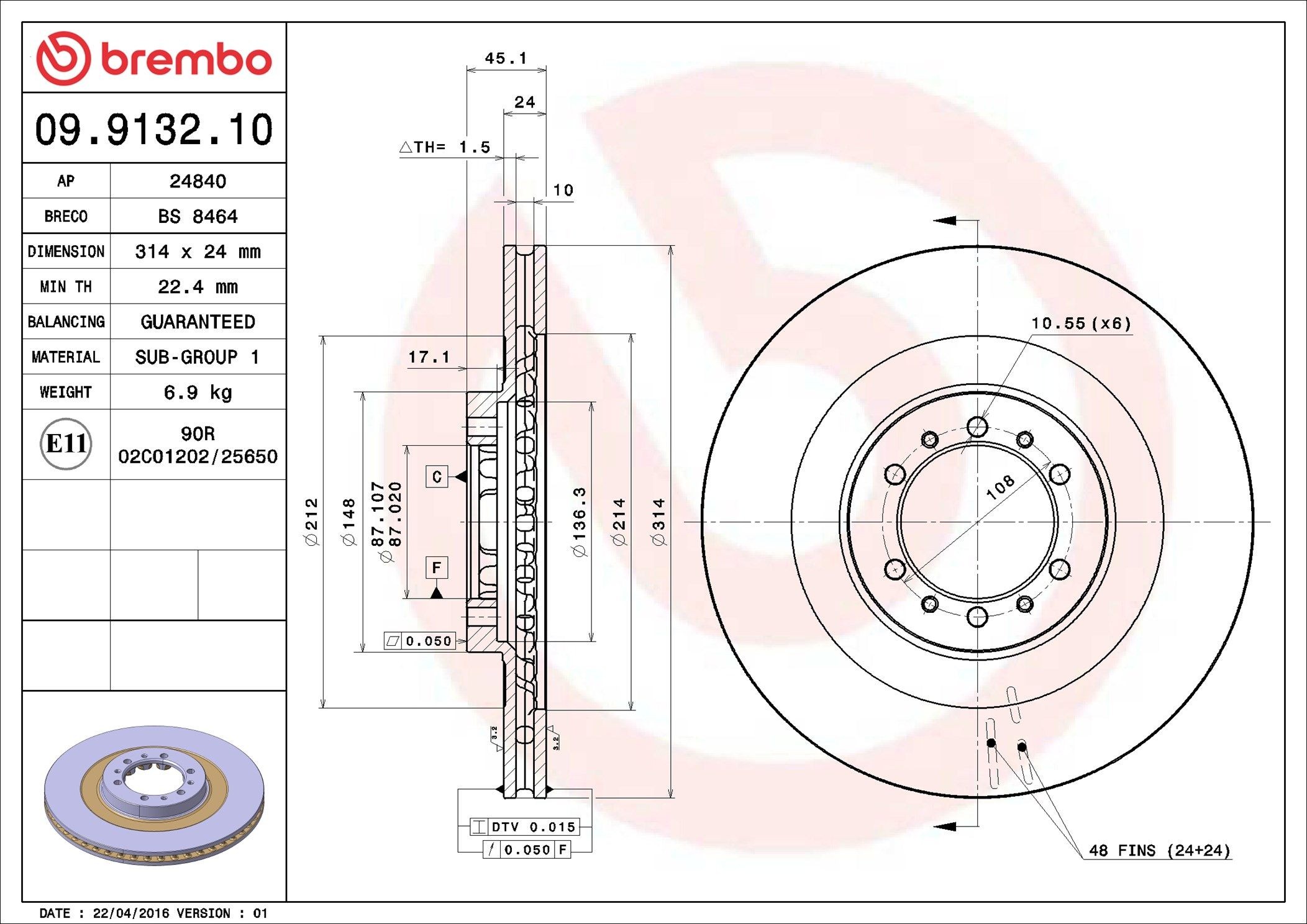 BREMBO Brake Pad Set, disc brake 11391324 - BREMBO