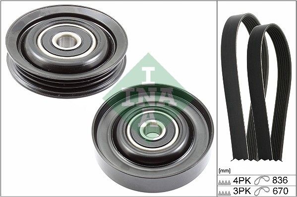 Set curea trapezoidale cu nervuri - INA