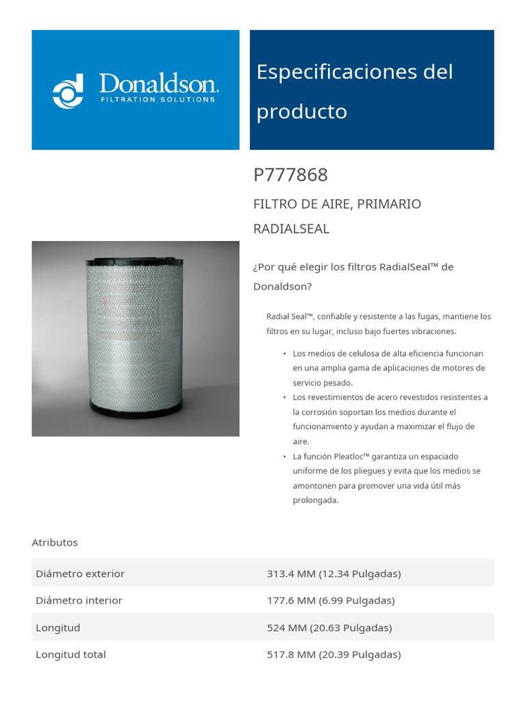 Filtru de aer - DONALDSON
