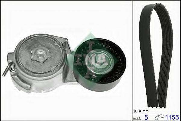 Set curea trapezoidale cu nervuri - INA