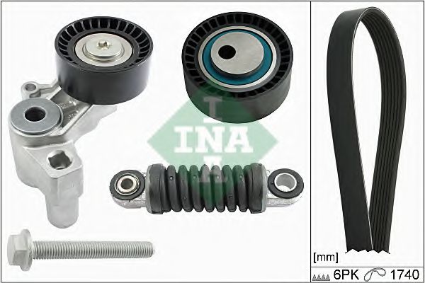Set curea trapezoidale cu nervuri - INA