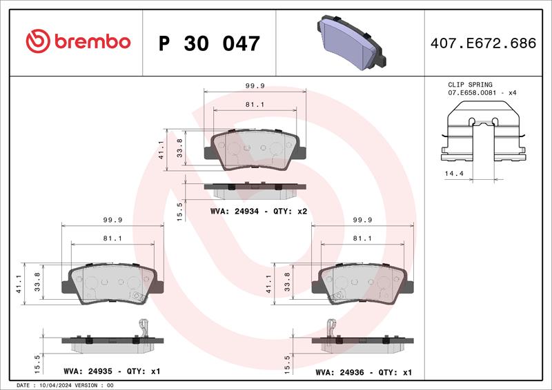 set placute frana,frana disc - BREMBO