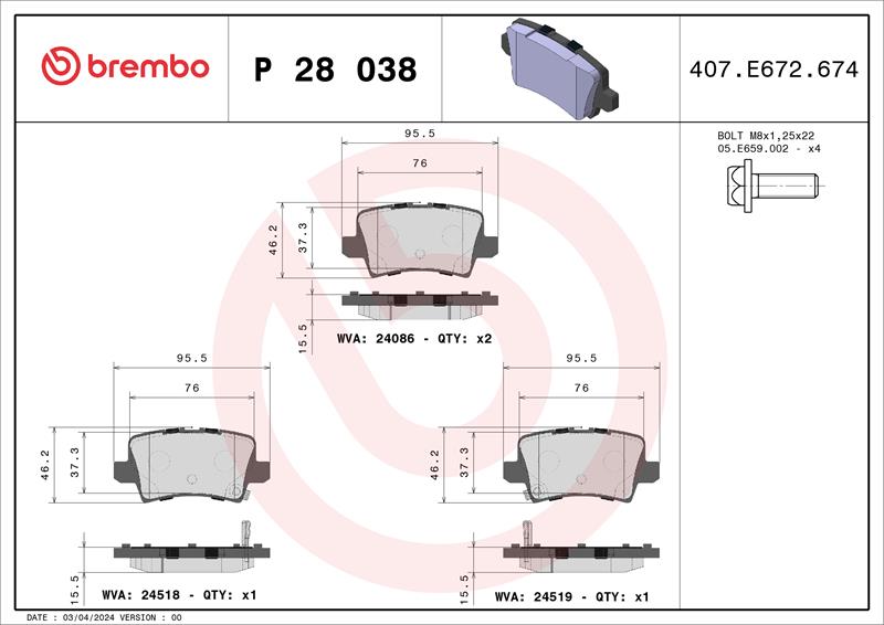 set placute frana,frana disc - BREMBO