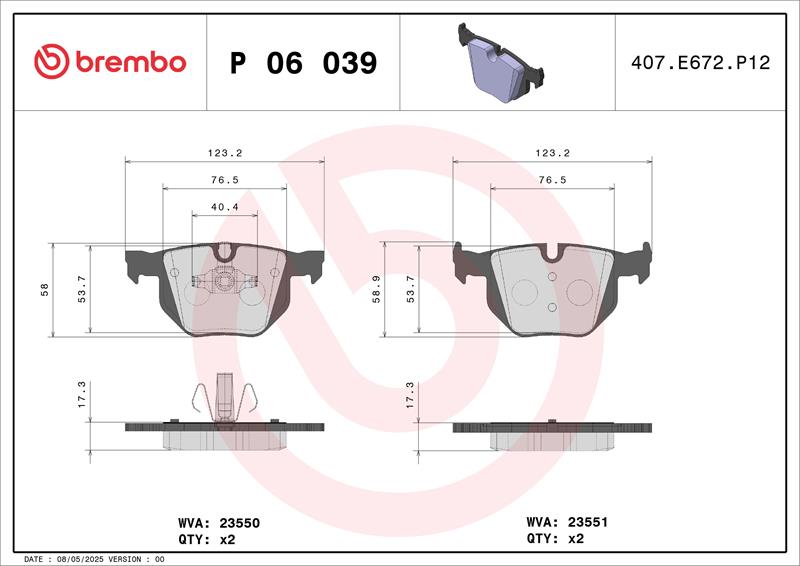 set placute frana,frana disc - BREMBO
