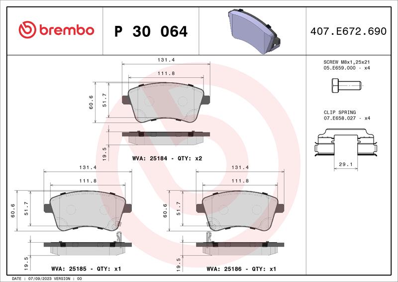 set placute frana,frana disc - BREMBO