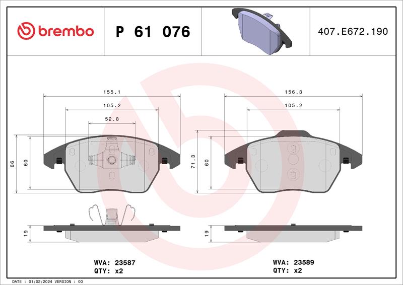 set placute frana,frana disc - BREMBO