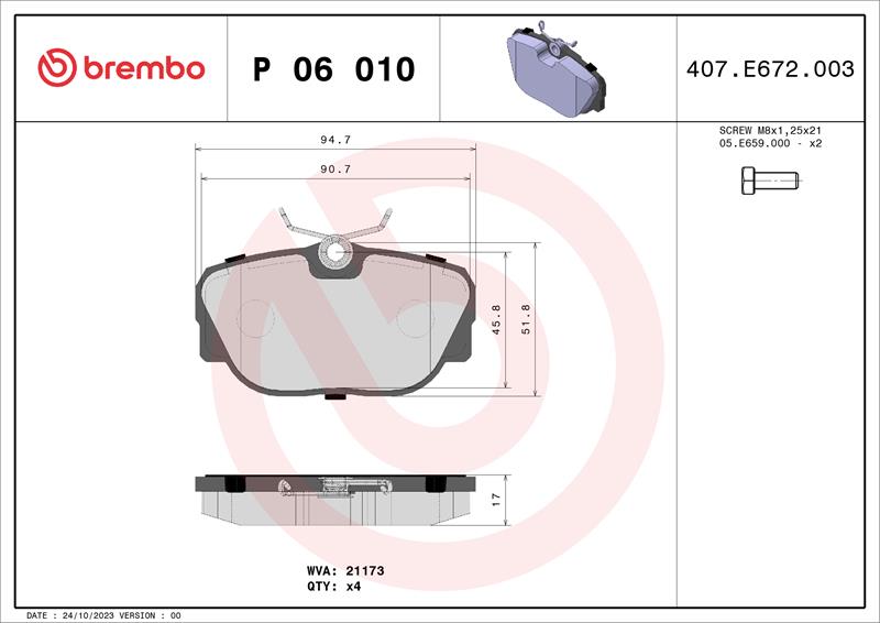 set placute frana,frana disc - BREMBO