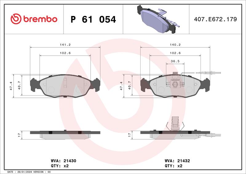 set placute frana,frana disc - BREMBO