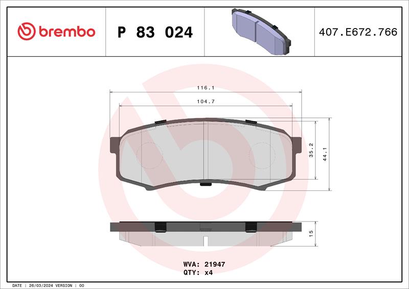set placute frana,frana disc - BREMBO