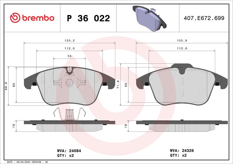 set placute frana,frana disc - BREMBO