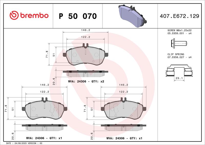 set placute frana,frana disc - BREMBO