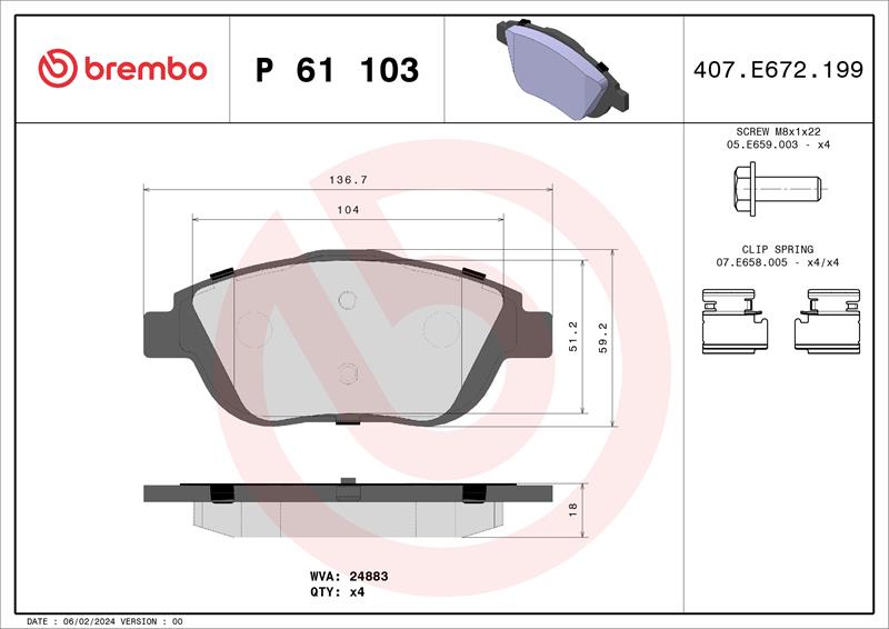 set placute frana,frana disc - BREMBO