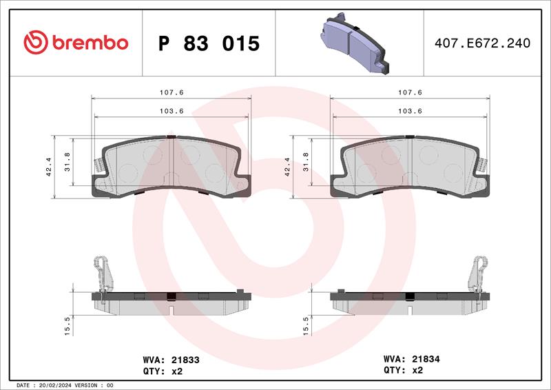 set placute frana,frana disc - BREMBO