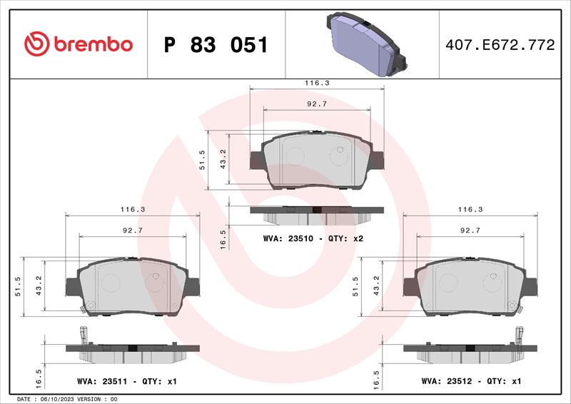 set placute frana,frana disc - BREMBO