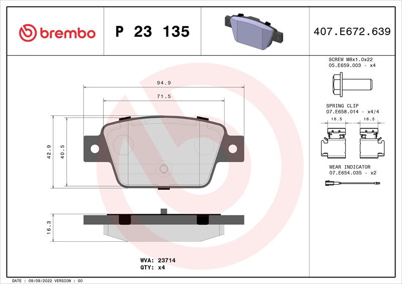 set placute frana,frana disc - BREMBO