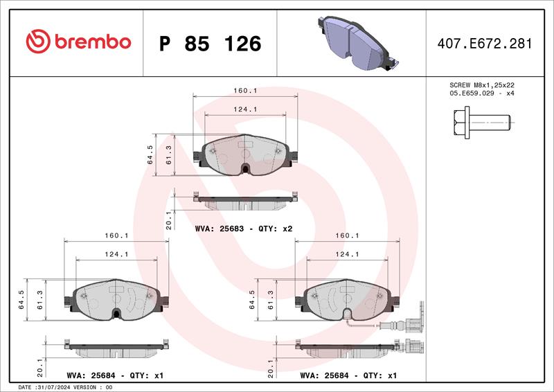 set placute frana,frana disc - BREMBO