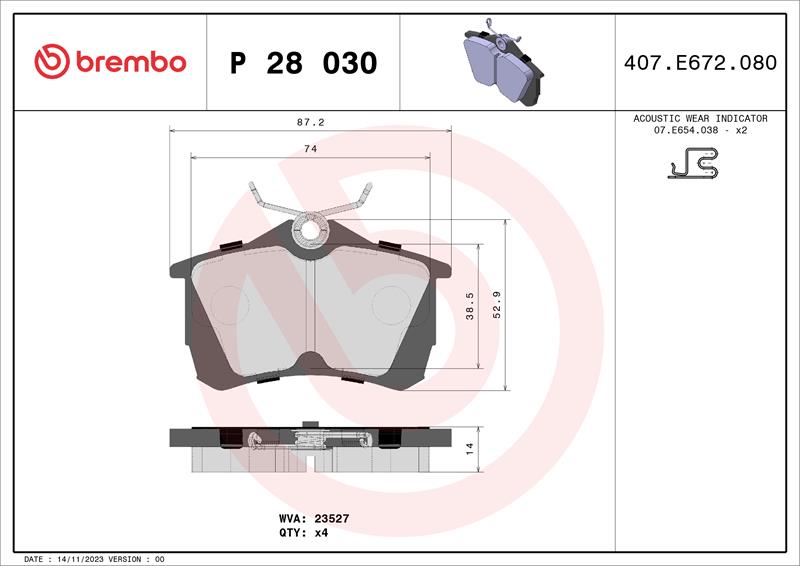 set placute frana,frana disc - BREMBO