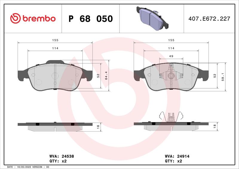 set placute frana,frana disc - BREMBO