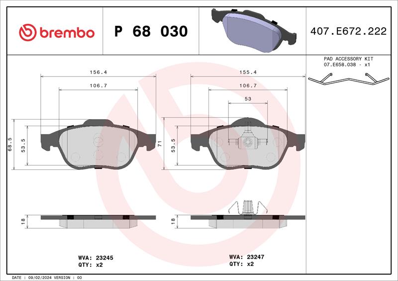 set placute frana,frana disc - BREMBO