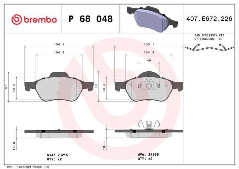 set placute frana,frana disc - BREMBO