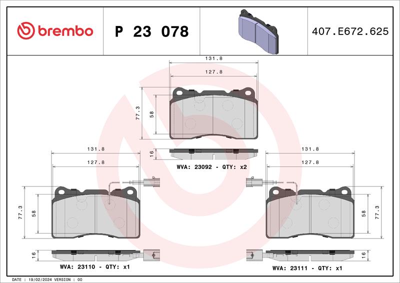 set placute frana,frana disc - BREMBO