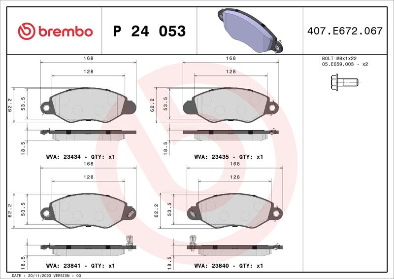 set placute frana,frana disc - BREMBO