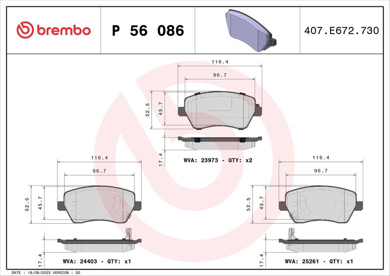 set placute frana,frana disc - BREMBO