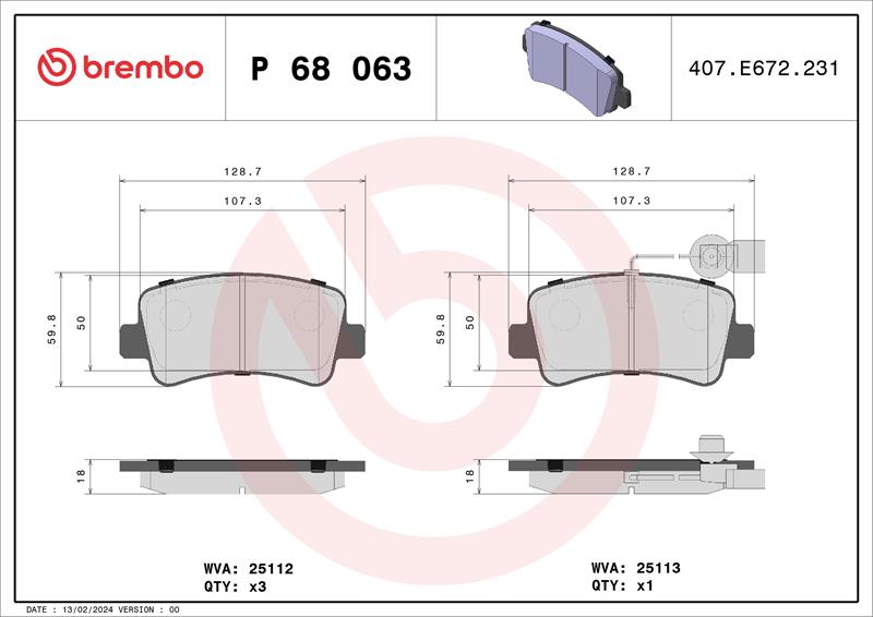 set placute frana,frana disc - BREMBO