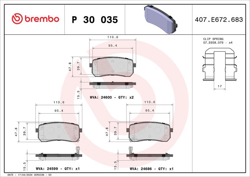 set placute frana,frana disc - BREMBO