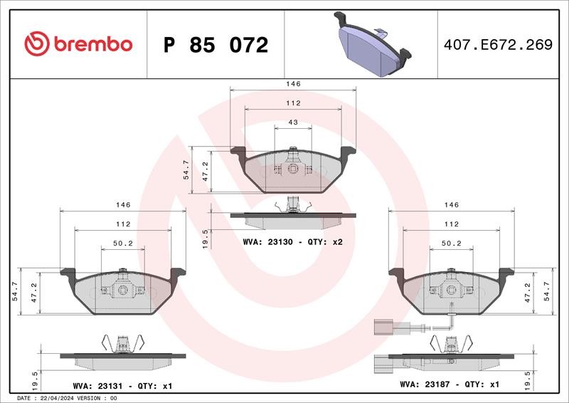 set placute frana,frana disc - BREMBO