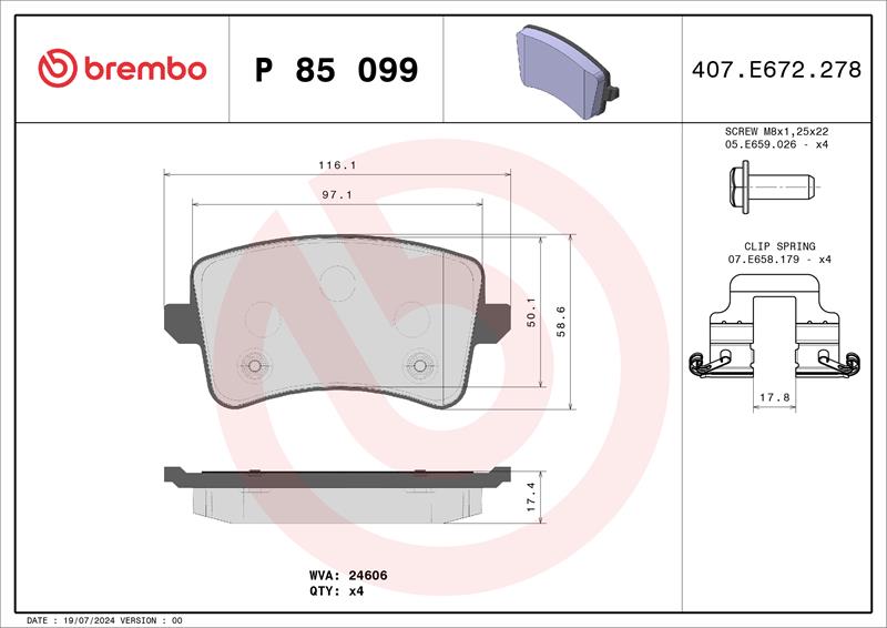 set placute frana,frana disc - BREMBO
