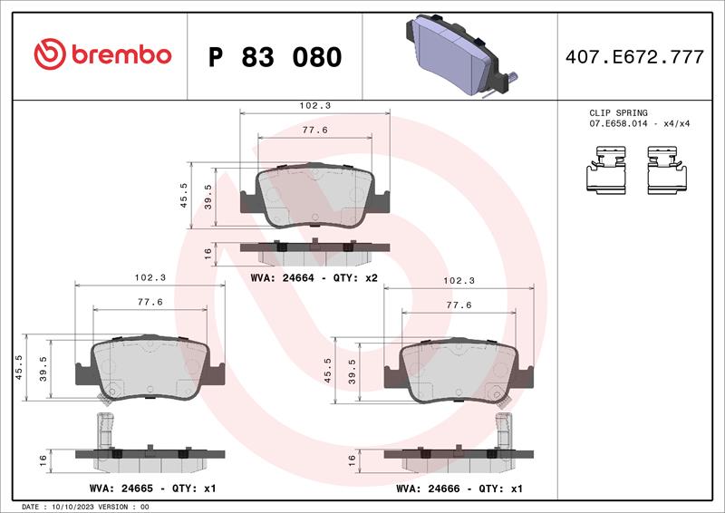 set placute frana,frana disc - BREMBO
