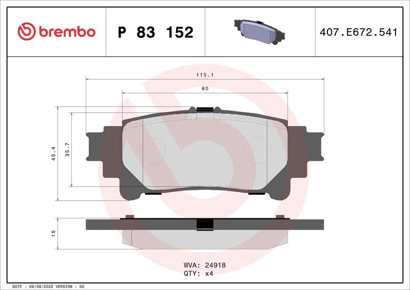 set placute frana,frana disc - BREMBO