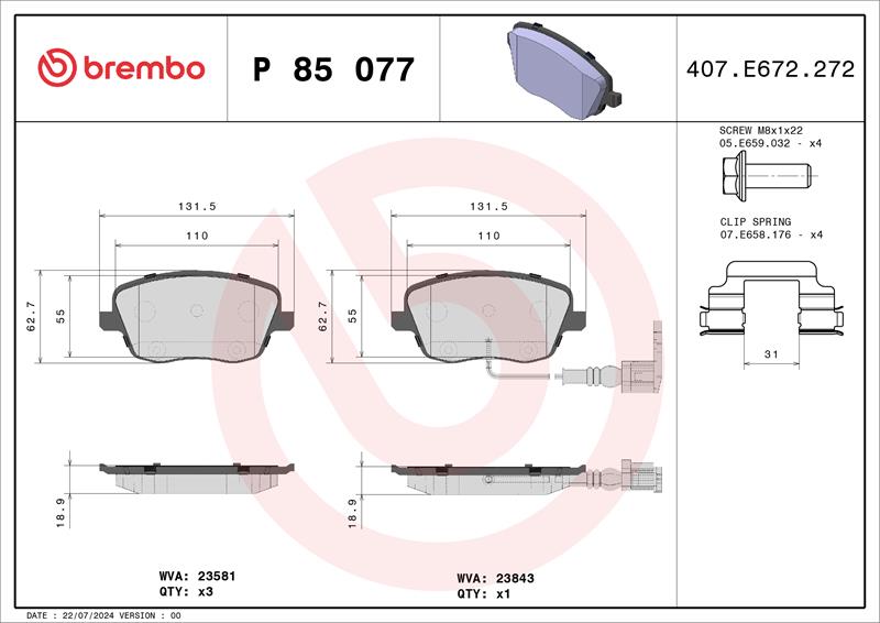 set placute frana,frana disc - BREMBO