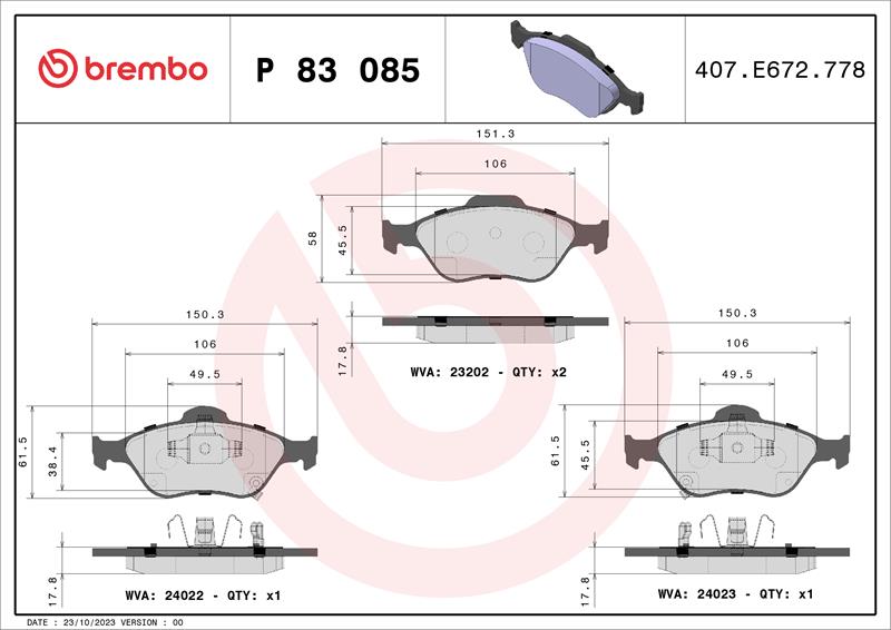 set placute frana,frana disc - BREMBO