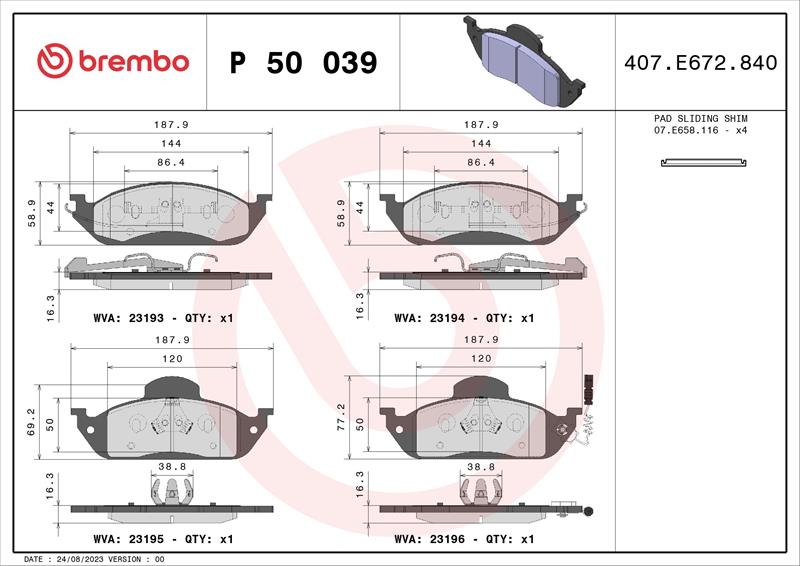 set placute frana,frana disc - BREMBO