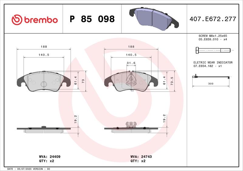 set placute frana,frana disc - BREMBO