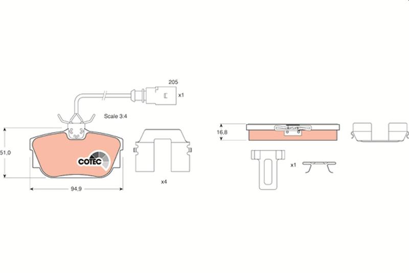 set placute frana,frana disc - TRW