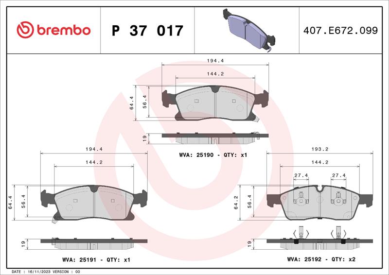 set placute frana,frana disc - BREMBO