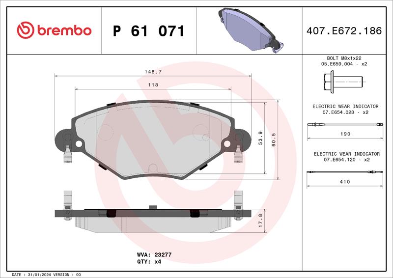 set placute frana,frana disc - BREMBO