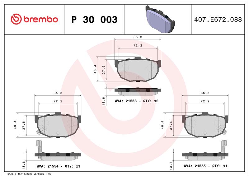 set placute frana,frana disc - BREMBO