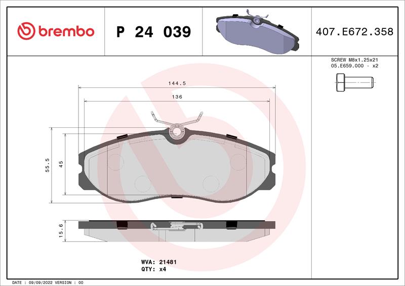 set placute frana,frana disc - BREMBO