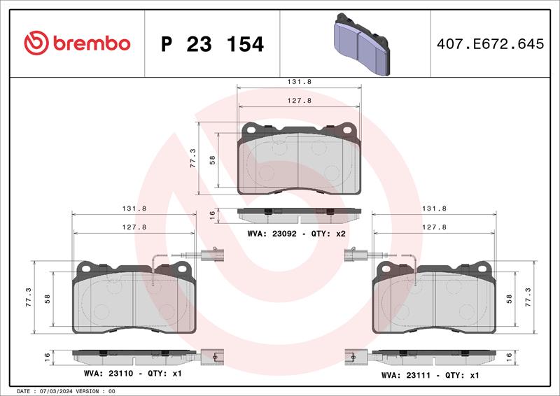 set placute frana,frana disc - BREMBO