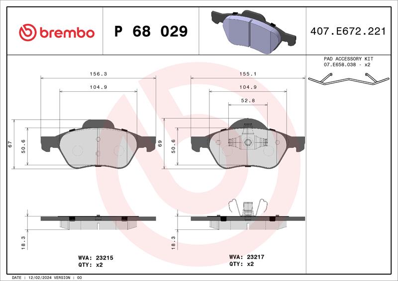 set placute frana,frana disc - BREMBO