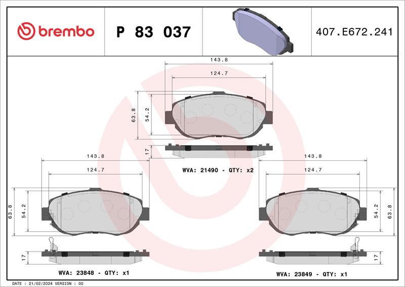 set placute frana,frana disc - BREMBO