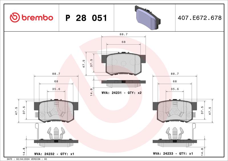 set placute frana,frana disc - BREMBO