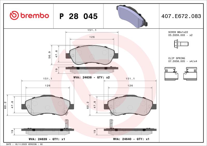 set placute frana,frana disc - BREMBO