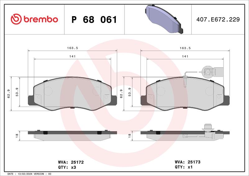 set placute frana,frana disc - BREMBO